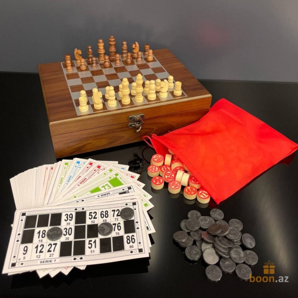 Деревянный набор 2 в 1 Шахматы и Лото